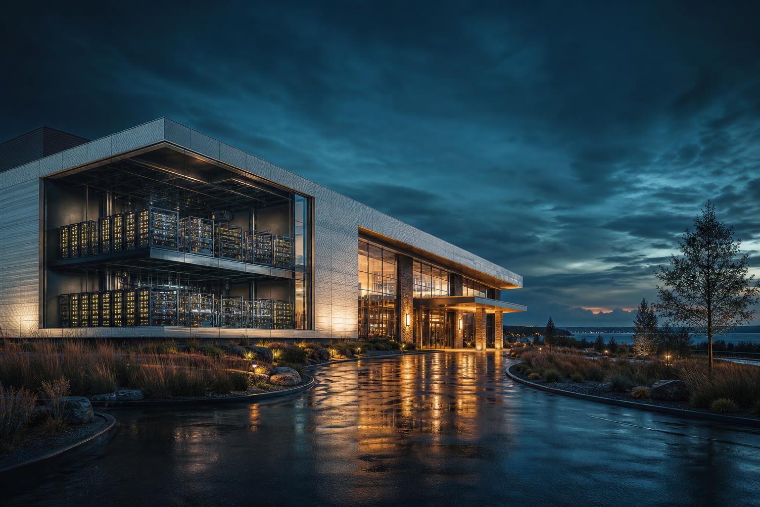 Architectural rendering of Seneca Casino with integrated data center infrastructure visible inside